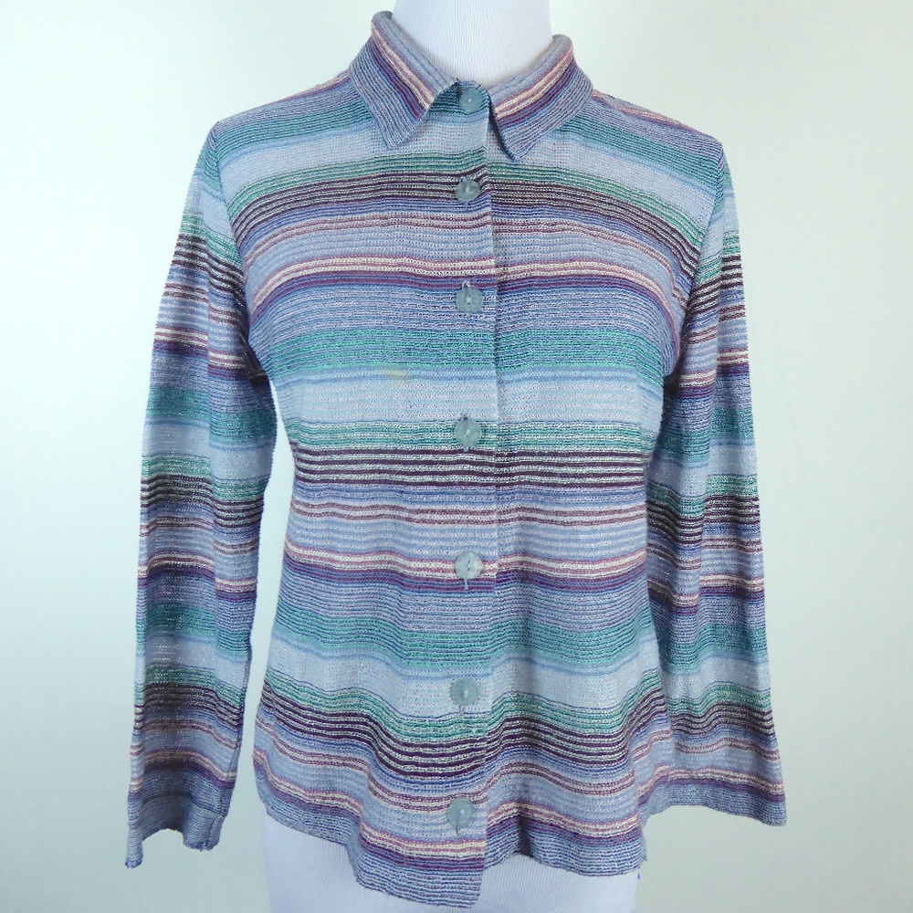 MISSONI Sport Italy BUTTON FRONT KNIT shirt TOP M